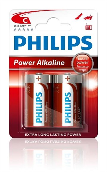 LR14 / C Batteri Philips Power Alkaline 1,5V (pk. á 2 stk)